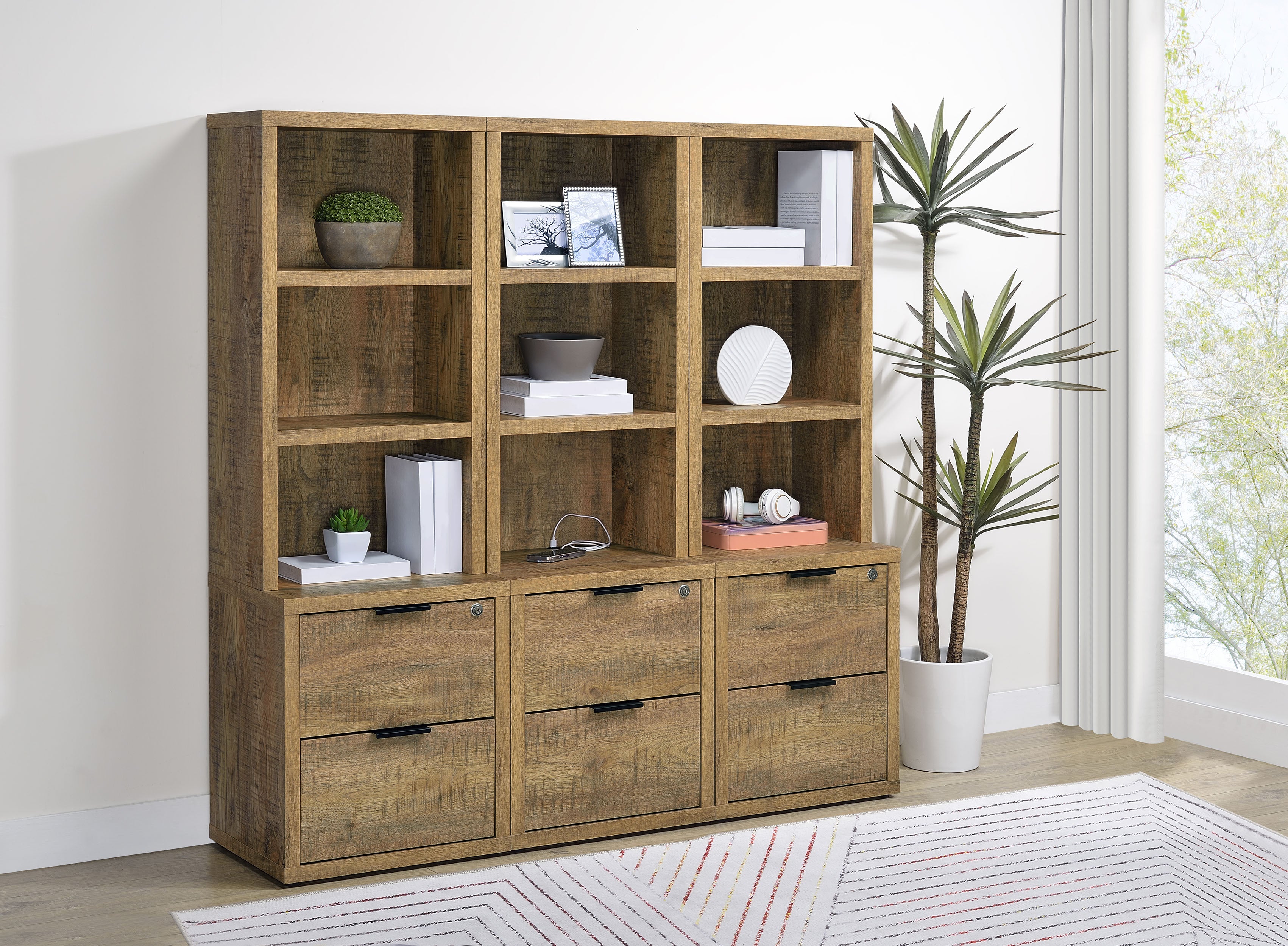 Westpark 3-piece Wall Unit Bookcase Set with USB Mango — view 1
