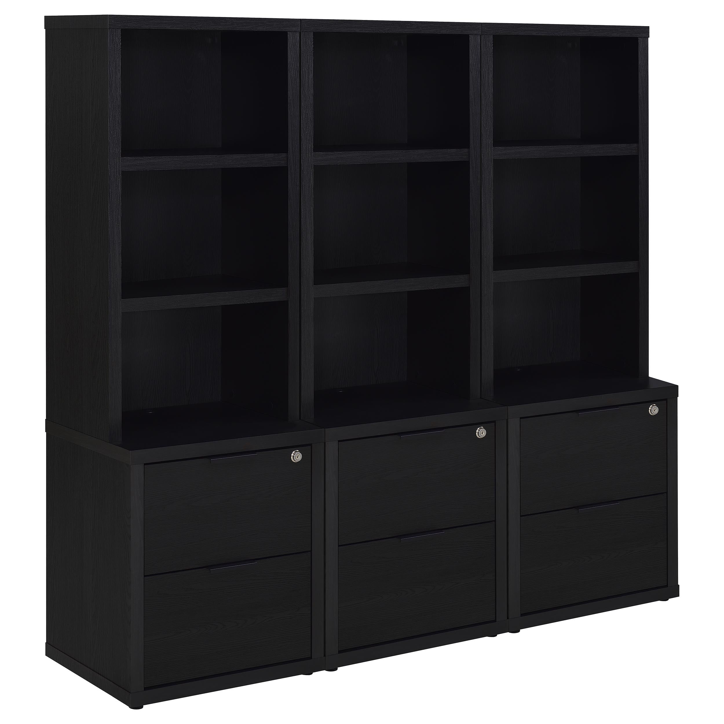 Westpark 3-piece Wall Unit Bookcase Set with USB Black — view 2
