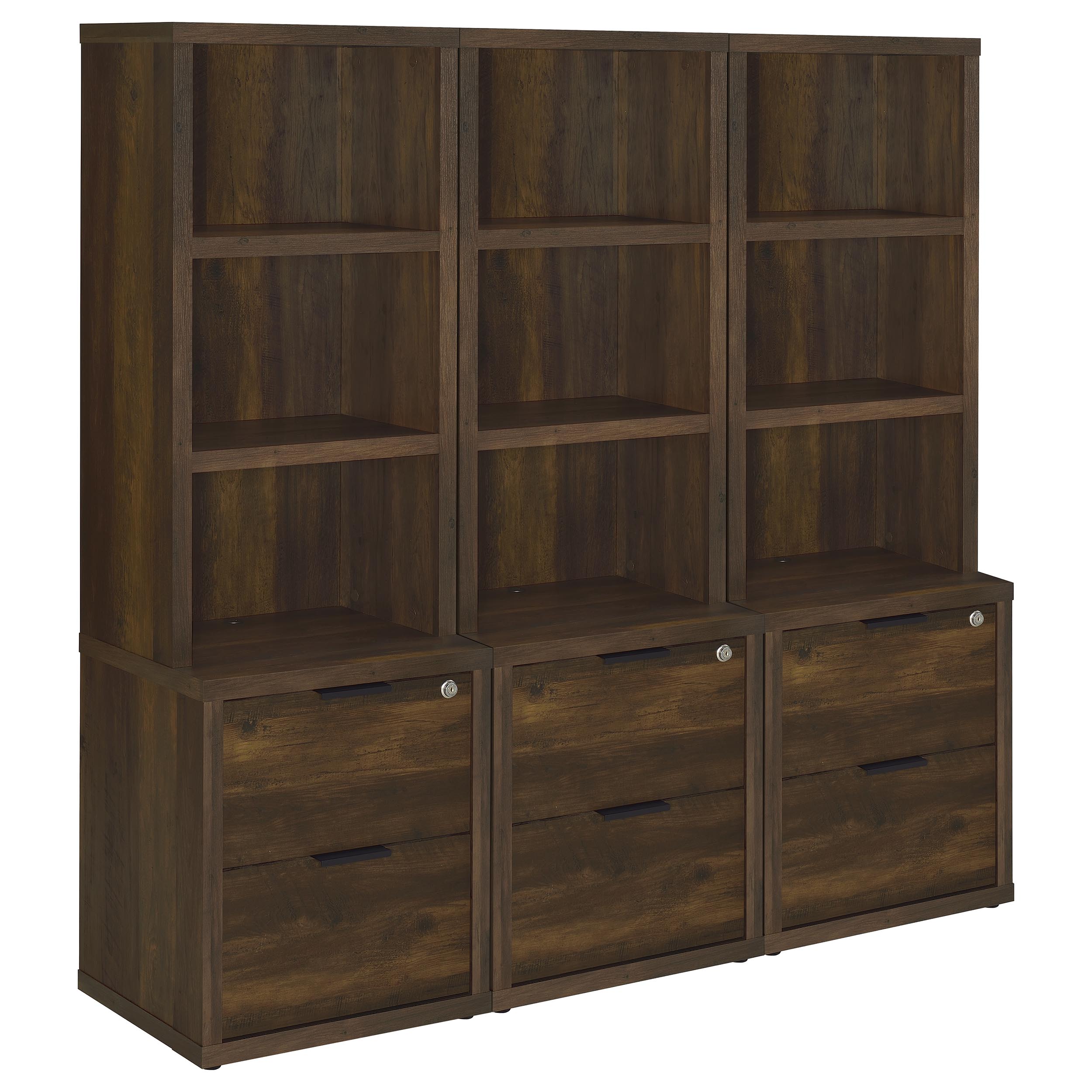 Westpark 3-piece Wall Unit Bookcase Set with USB Dark Pine — view 2