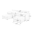 Contemporary Elegant White Chenille Sofa With Storage And Ottoman