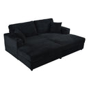 Oversized Loveseat Chaise With 2 USB Ports, 2 Cup Holders And 2 Throw Pillows