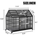 Heavy Duty Dog Crate Large Dog Cage Strong Metal Dog Kennels And Crates For Large Dogs With 4 Lockable Wheels - Black