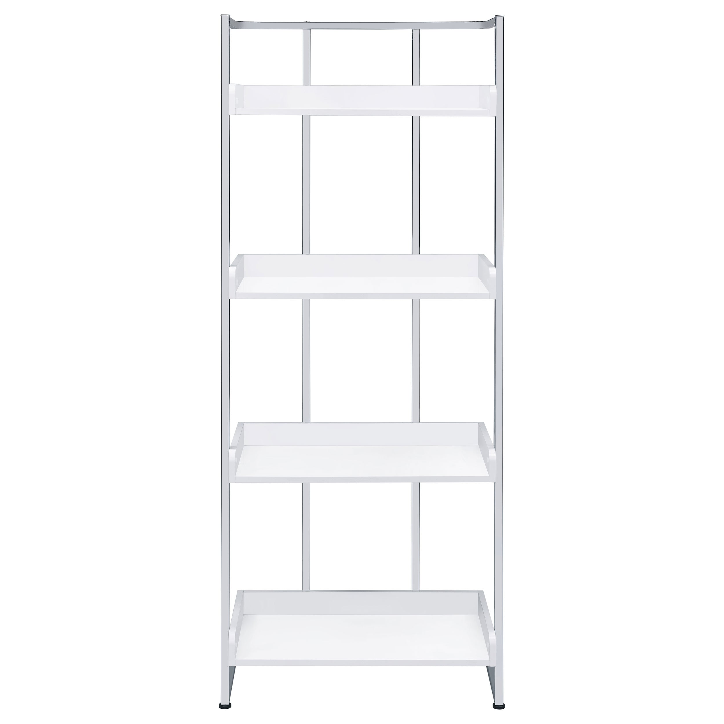 Ember 68-inch 4-shelf Bookshelf White High Gloss and Chrome — view 3