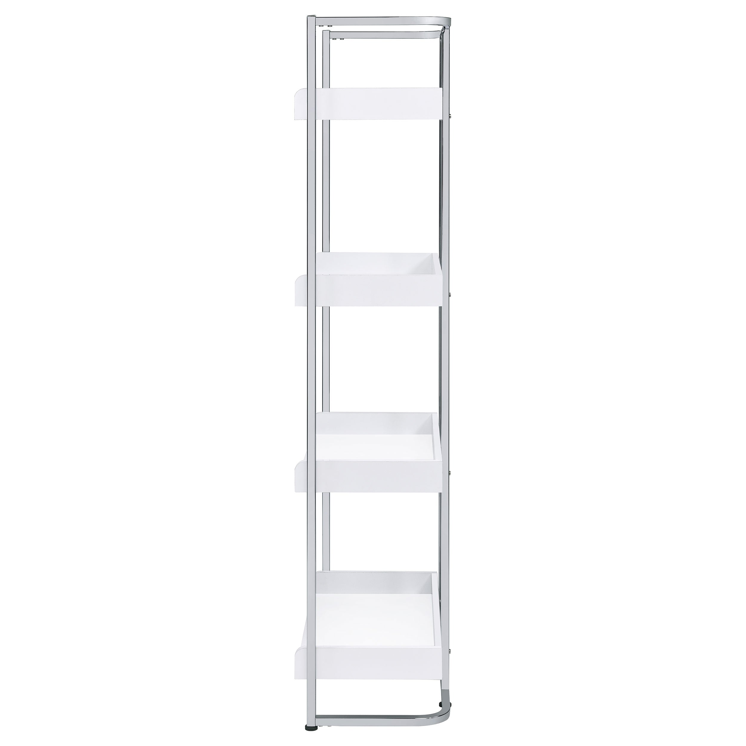 Ember 68-inch 4-shelf Bookshelf White High Gloss and Chrome — view 5