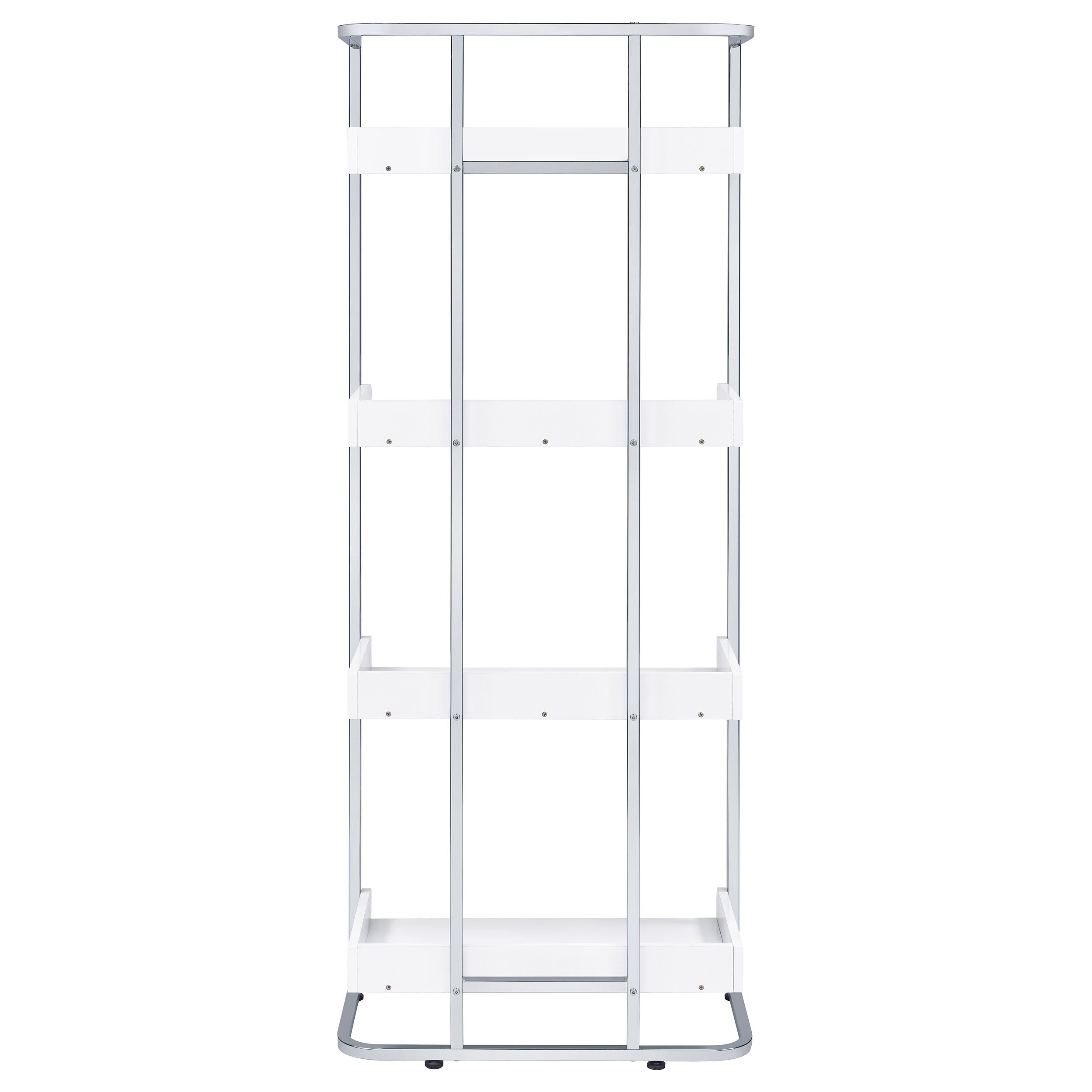 Ember 68-inch 4-shelf Bookshelf White High Gloss and Chrome — view 7