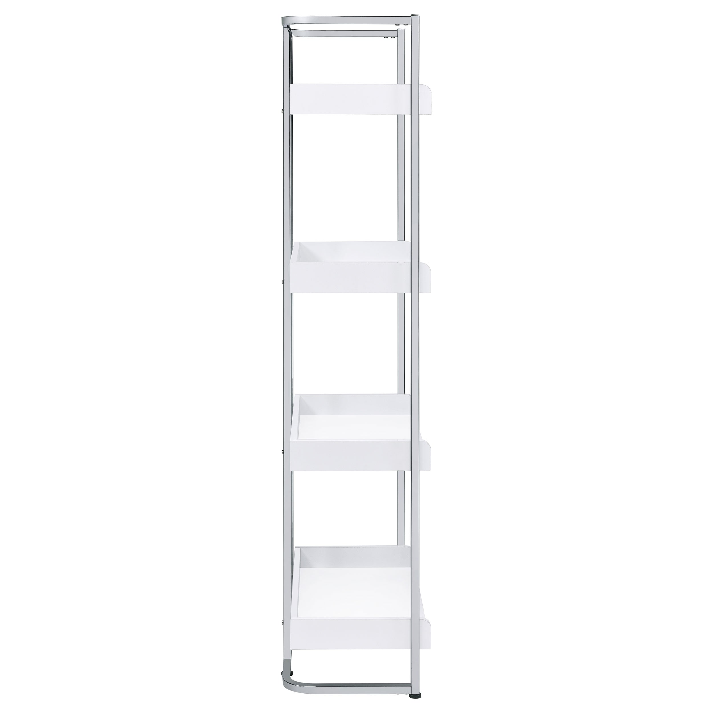 Ember 68-inch 4-shelf Bookshelf White High Gloss and Chrome — view 9