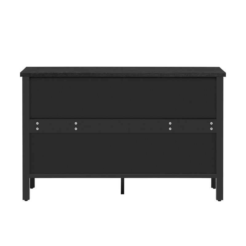 Retro TV Stand With 3 Spacious Cabinets, Glass Cabinet Doors And Anti-Tip Device