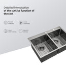 Double Bowl Drop In Kitchen Sink 33" X 22" With 16 Gauge Stainless Steel And 2 10" Deep Basins - Gunmetal Black