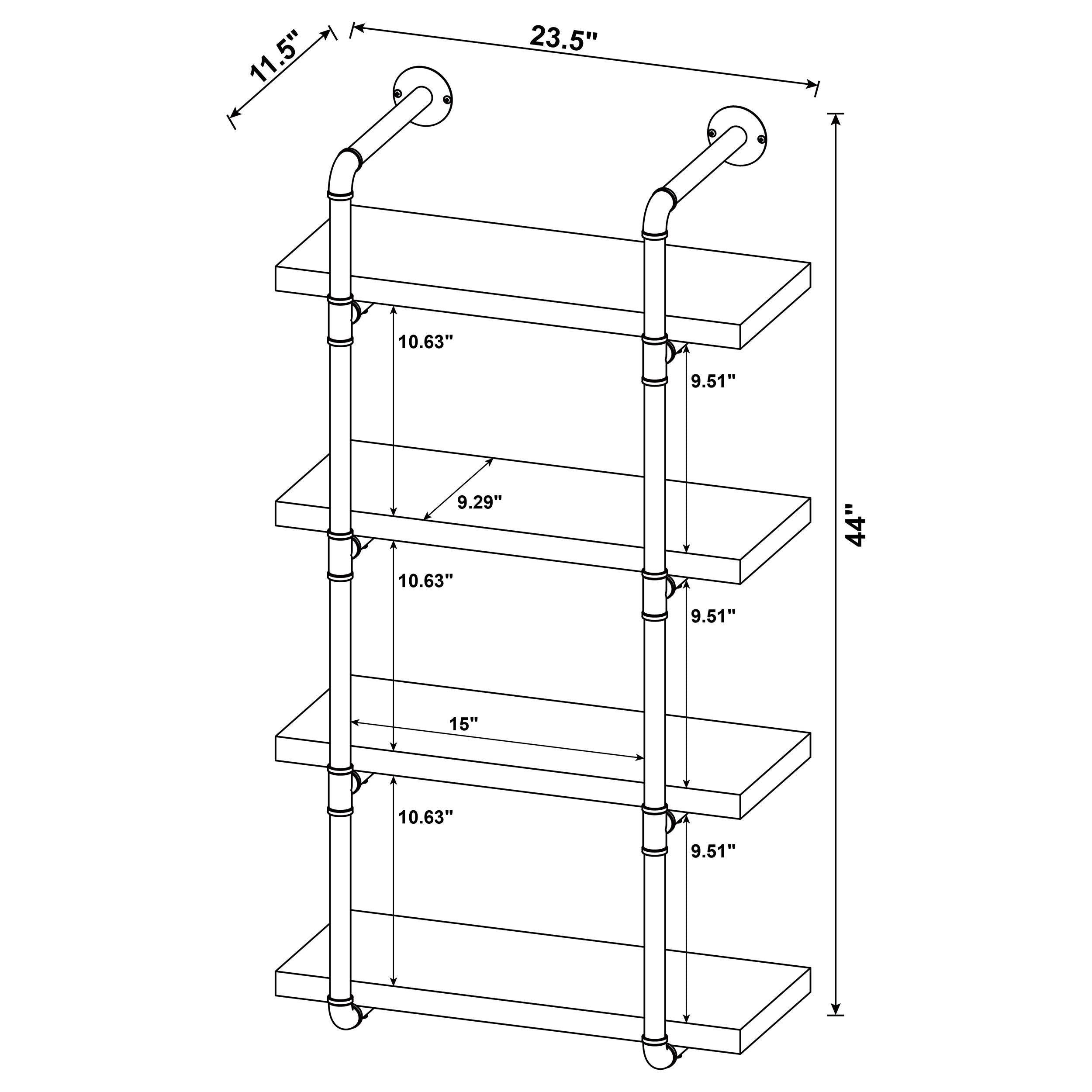 Elmcrest 24-inch 4-shelf Wall Bookshelf Grey Driftwood — view 11