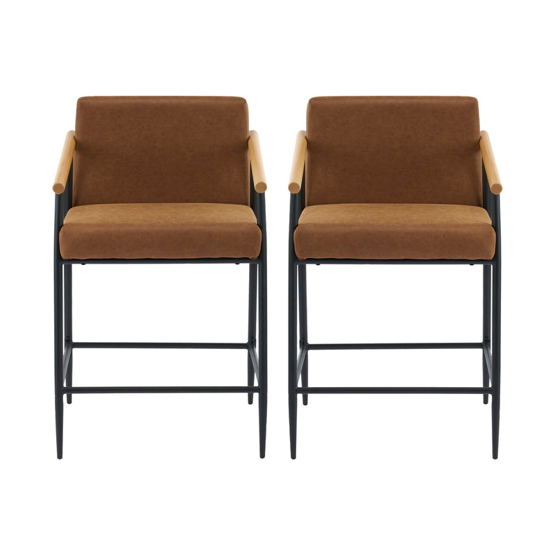 Mid Century Modern Counter Stool Set With Iron Frame