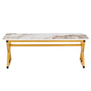 Coffee Table With A Natural And Smooth Marble Pattern On The Surface - Gold