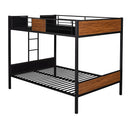 Full-over-full bunk bed modern style steel frame bunk bed with safety rail, built-in ladder for bedroom, dorm, boys, girls, adults(OLD SKU: MF190840AAD)