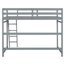 Twin Size High Loft Bed with inclined Ladder, Guardrails,Grey