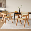 Chandigarh Arm Dining Chair With Natural Cane Design (Set of 2)