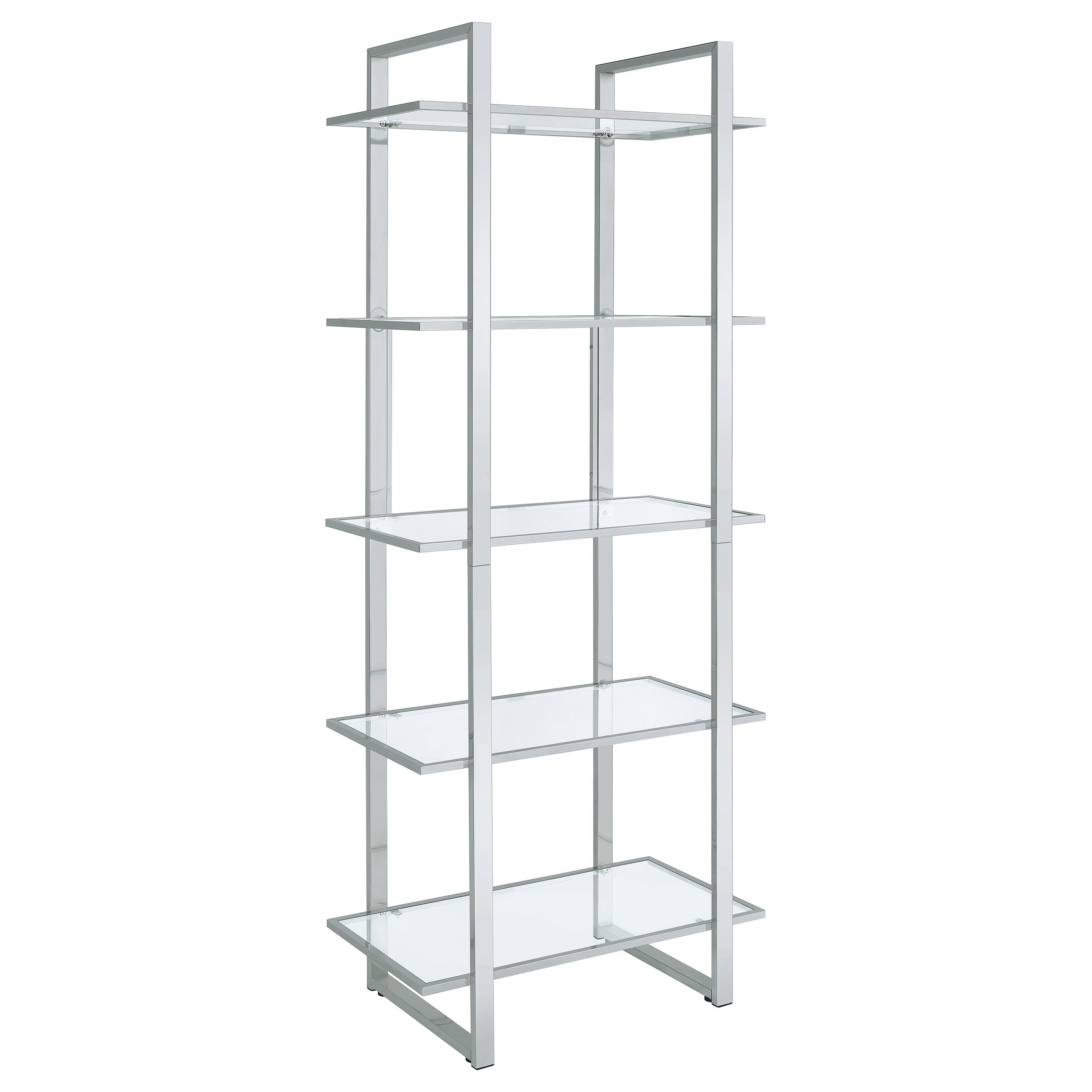 Hartford 79-inch 5-shelf Glass Bookshelf Chrome — view 1