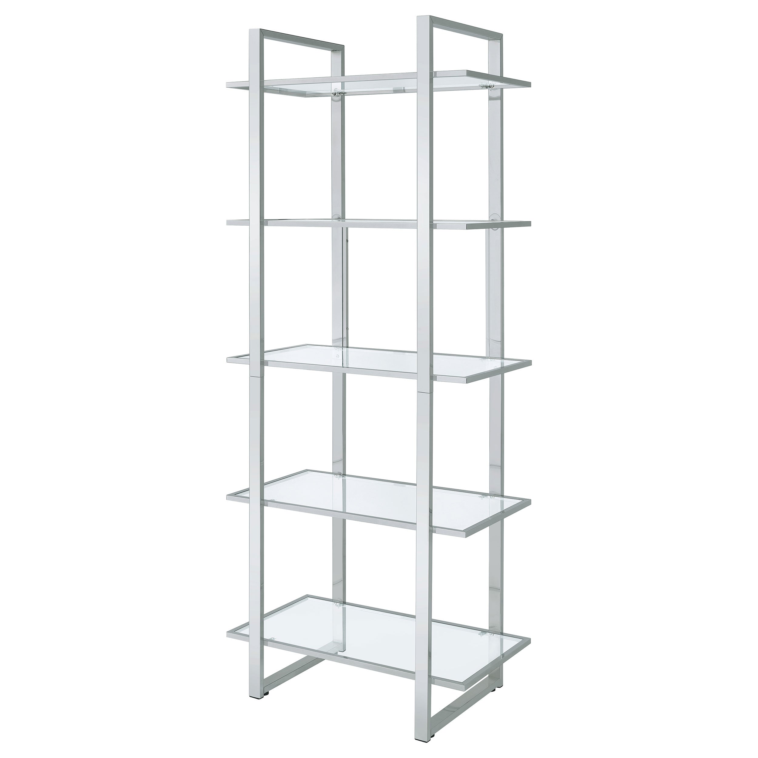 Hartford 79-inch 5-shelf Glass Bookshelf Chrome — view 4