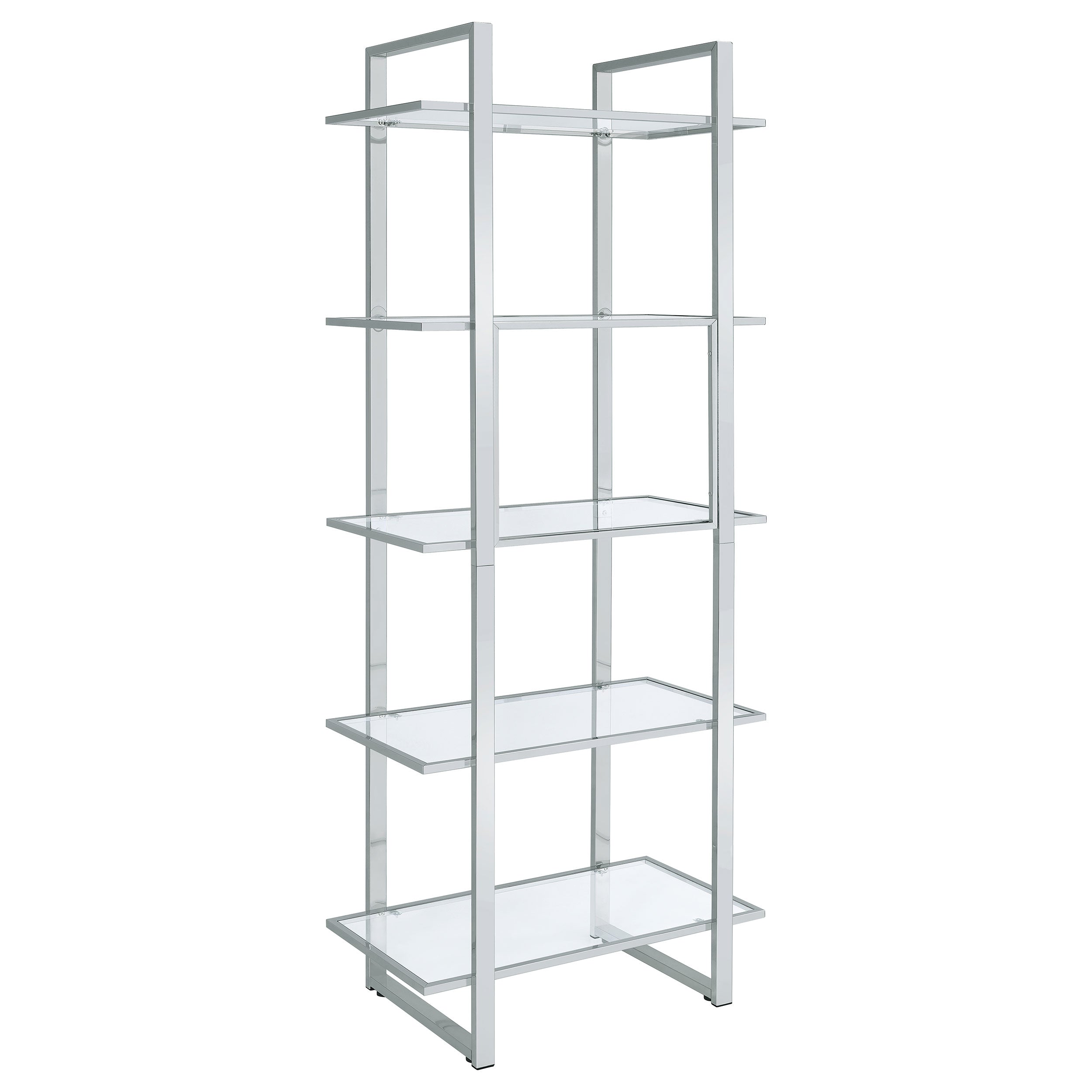 Hartford 79-inch 5-shelf Glass Bookshelf Chrome — view 6