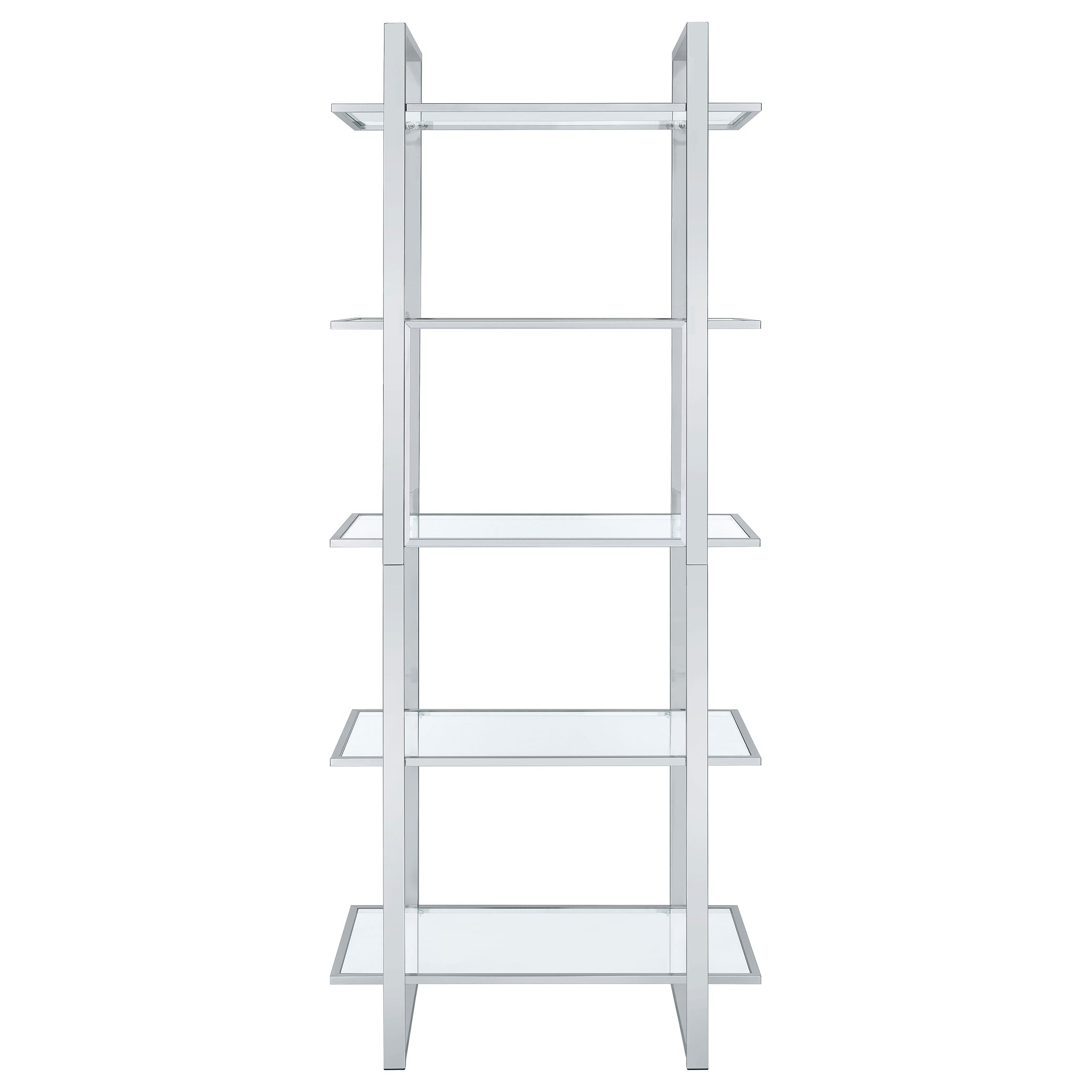 Hartford 79-inch 5-shelf Glass Bookshelf Chrome — view 7