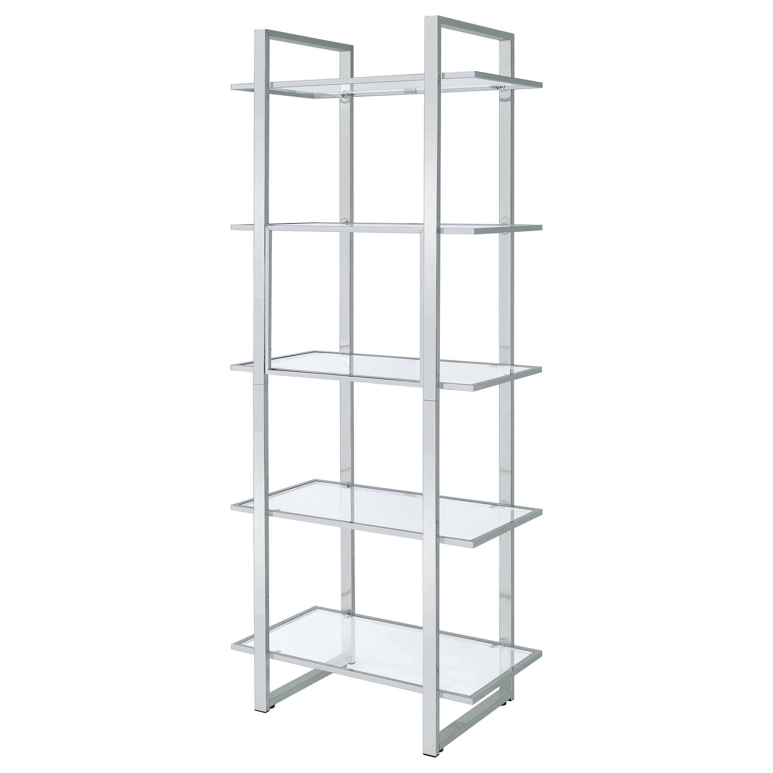Hartford 79-inch 5-shelf Glass Bookshelf Chrome — view 8