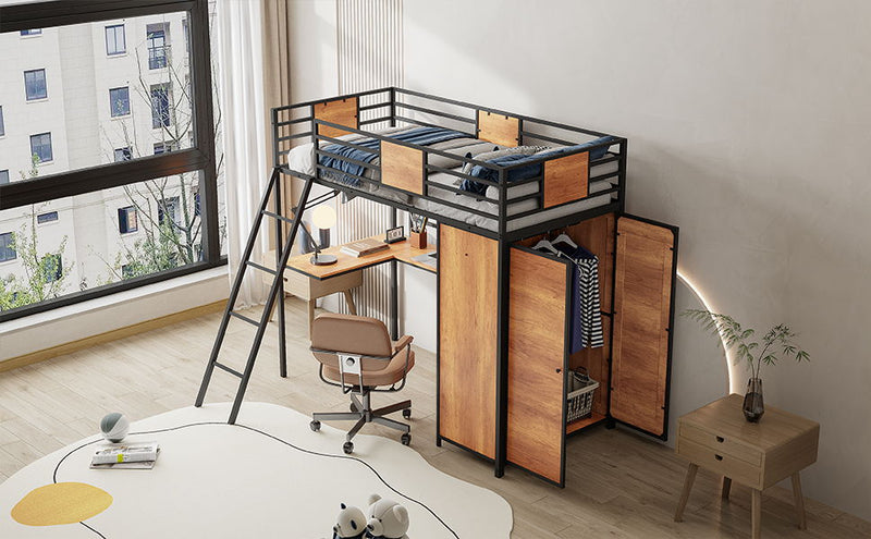 Loft Bed With L Shape Desk And Wardrobe
