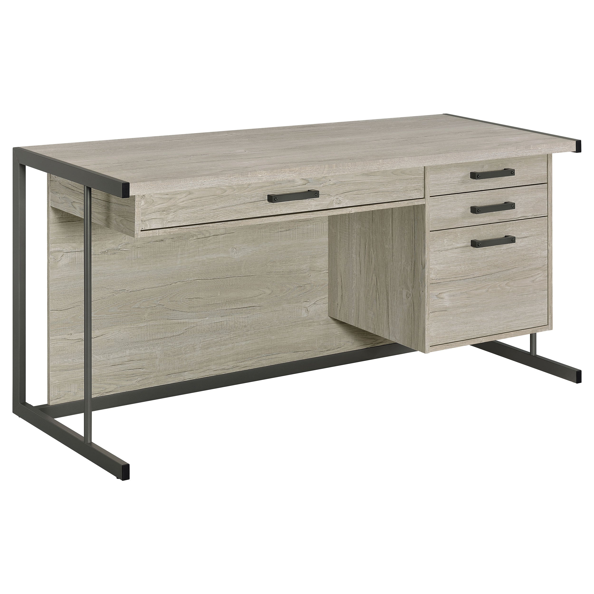 Loomis 60-inch 4-drawer Computer Desk Whitewashed Grey — view 1
