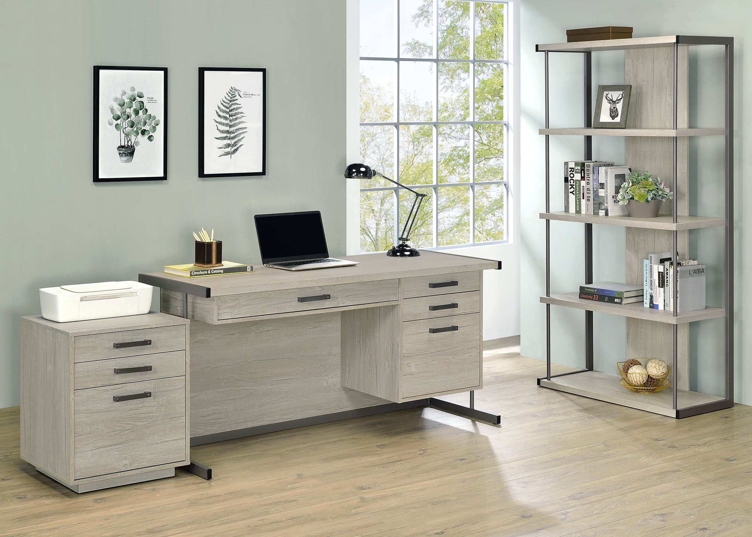 Loomis 3-drawer Home Office File Cabinet Whitewashed Grey — view 14