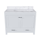 43" Bathroom Vanity With Artificial Marble Carrara Top Set, Multi Functional Bathroom Cabinet With Doors And Drawer - White
