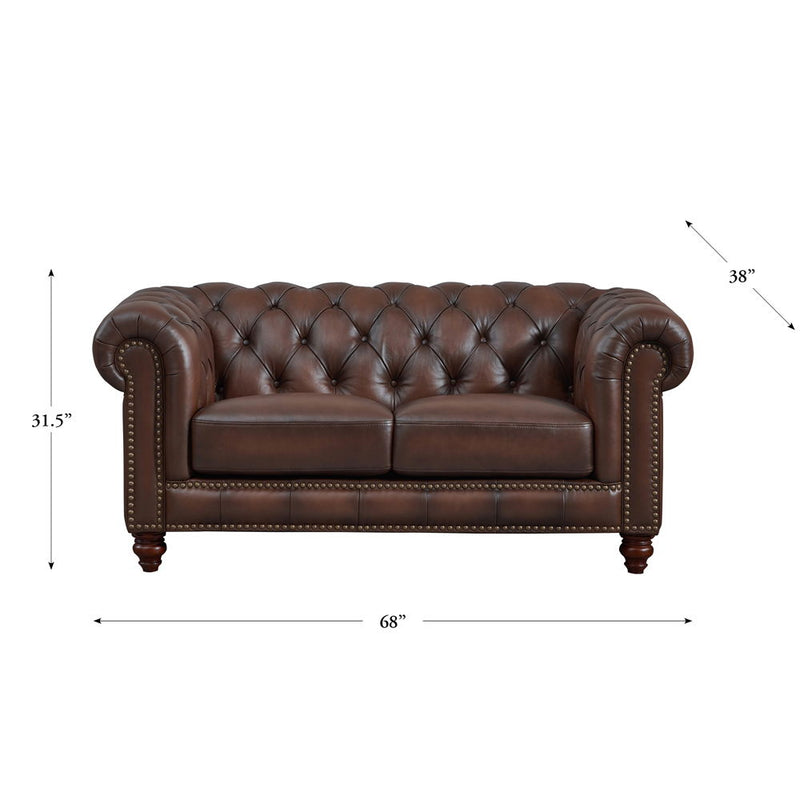 Alton Bay - Top Grain Leather Loveseat - Brown