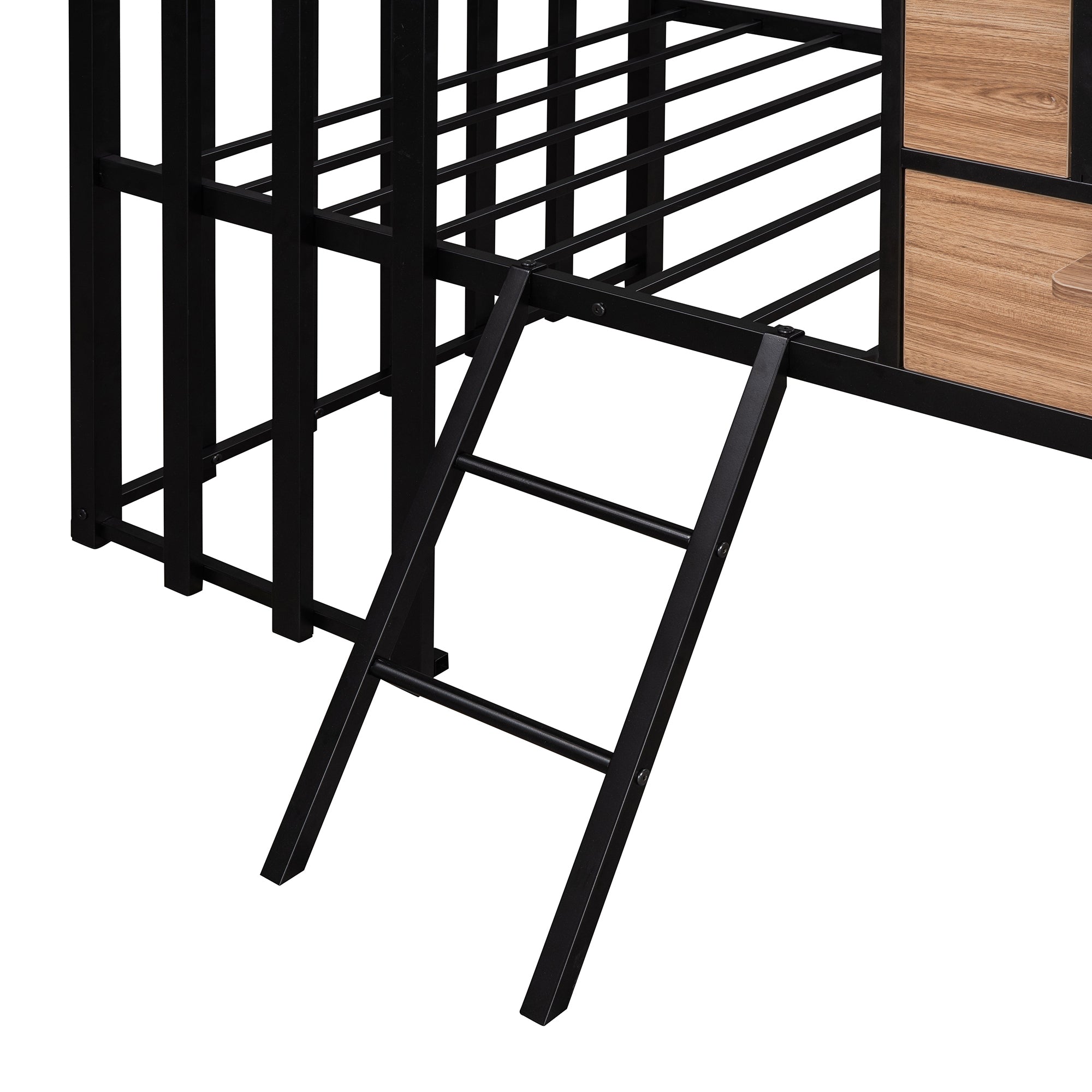 Metal Twin size Loft Bed with Roof, Window, Guardrail, Ladder Black - Atlantic Fine Furniture Melbourne FL