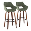 Mustang - Contemporary Fixed Height Barstool With Swivel & Round Footrest (Set of 2)