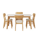 5 Piece Dining Set With Table And Upholstered Chairs