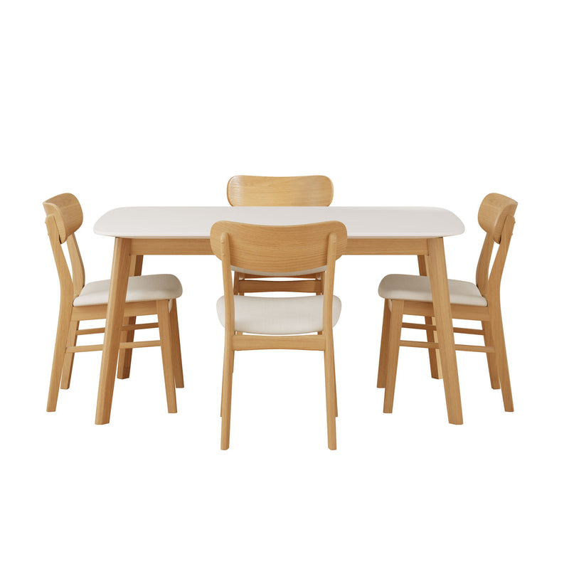 5 Piece Dining Set With Table And Upholstered Chairs