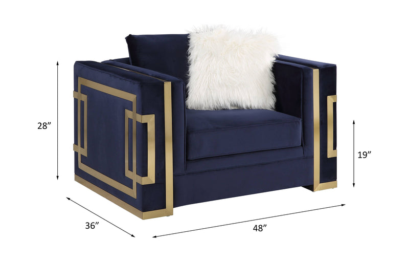 Virrux - Chair - Blue Velvet & Gold Finish - Atlantic Fine Furniture Inc