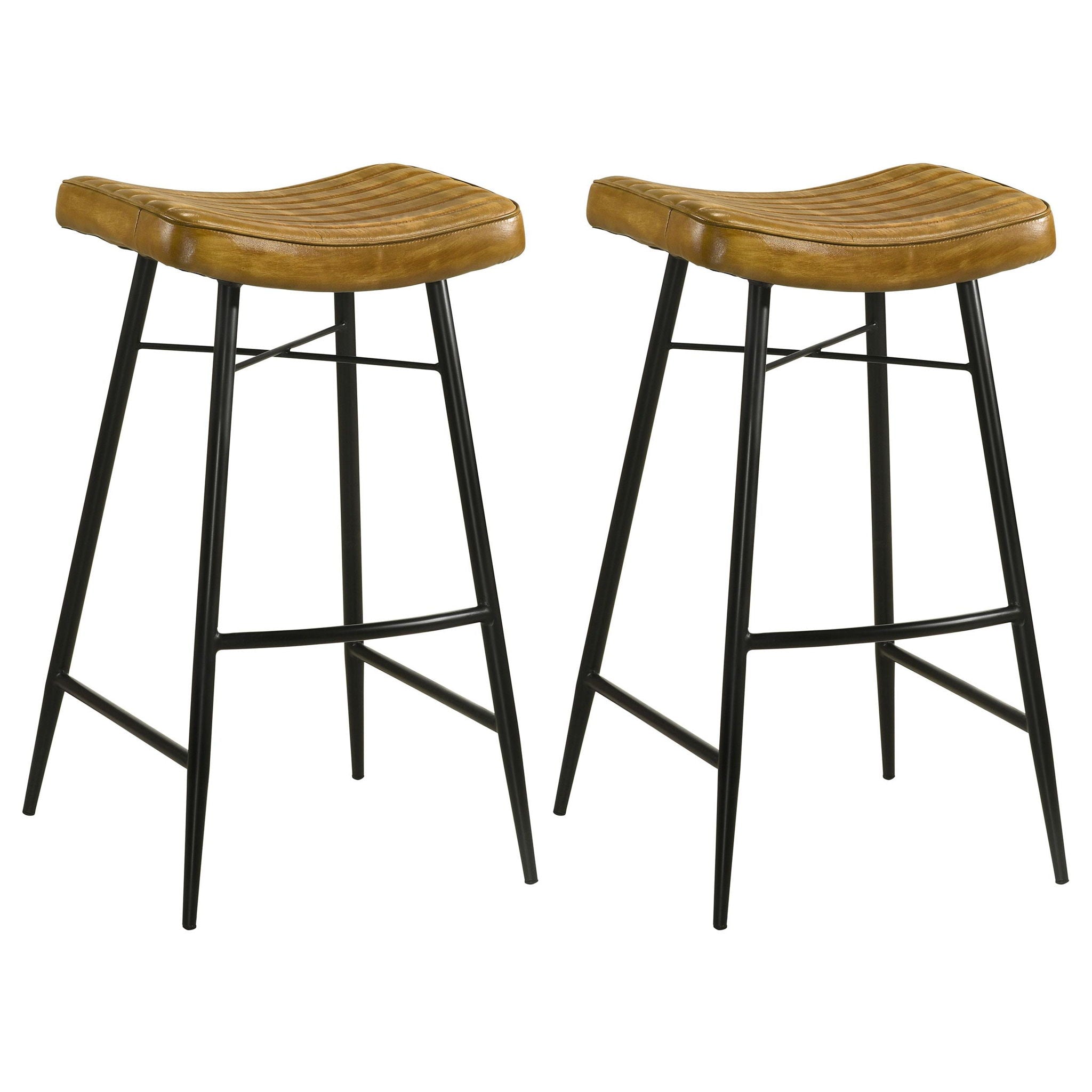 Bayu Leather Upholstered Bar Stool Antique Camel (Set of 2) - Atlantic Fine Furniture Melbourne FL