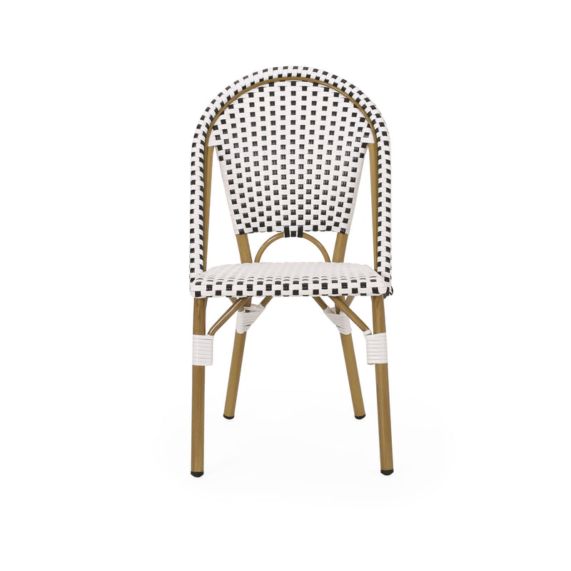 Outdoor Rattan And Aluminum French Bistro Chairs Set