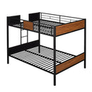 Full-over-full bunk bed modern style steel frame bunk bed with safety rail, built-in ladder for bedroom, dorm, boys, girls, adults(OLD SKU: MF190840AAD)