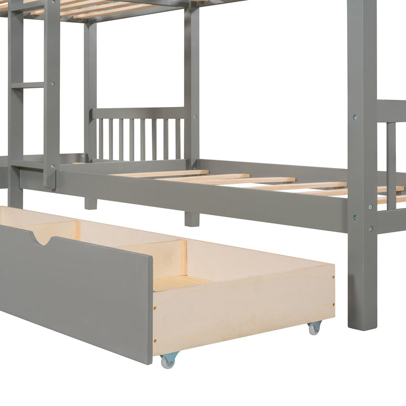 Twin L Shaped Bunk Bed With Drawers