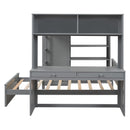 Loft Bed With A Twin Size Standalone Bed, Shelves, Desk, And Wardrobe
