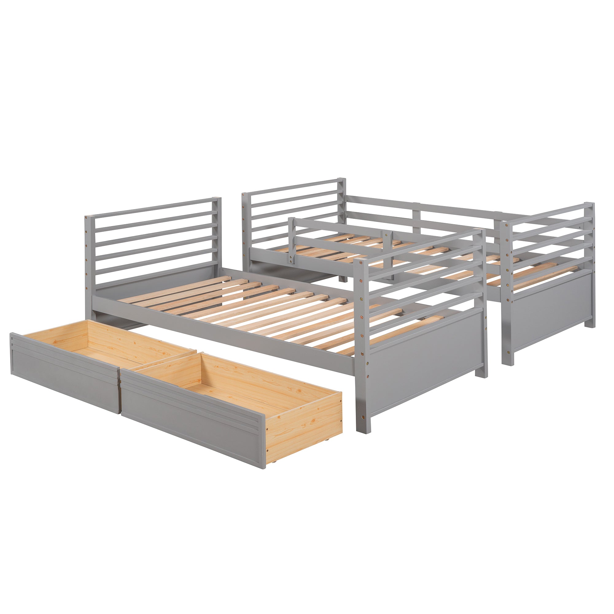 Twin over Twin Wood Bunk Bed with Two Drawers - Gray - Atlantic Fine Furniture Melbourne FL