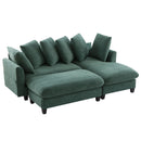 Upholstered L Shaped Sectional Sofa With Storage, Movable Ottoman, And 6 Throw Pillows