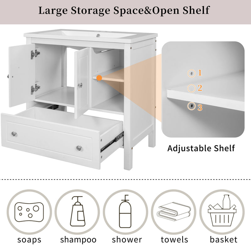 Bathroom Vanity Base Only, Solid Wood Frame, Bathroom Storage Cabinet With Doors And Drawers