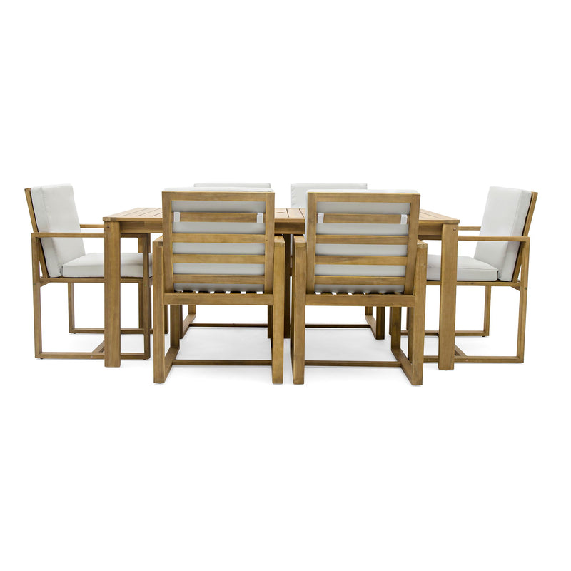 Patio Dining Set Outdoor Dining Table And Chair Set With And Removable Cushions For Patio, Backyard, Garden - Light Teak