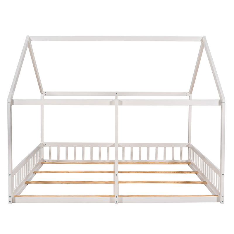 Twin Size House Platform Beds,Two Shared Beds, White