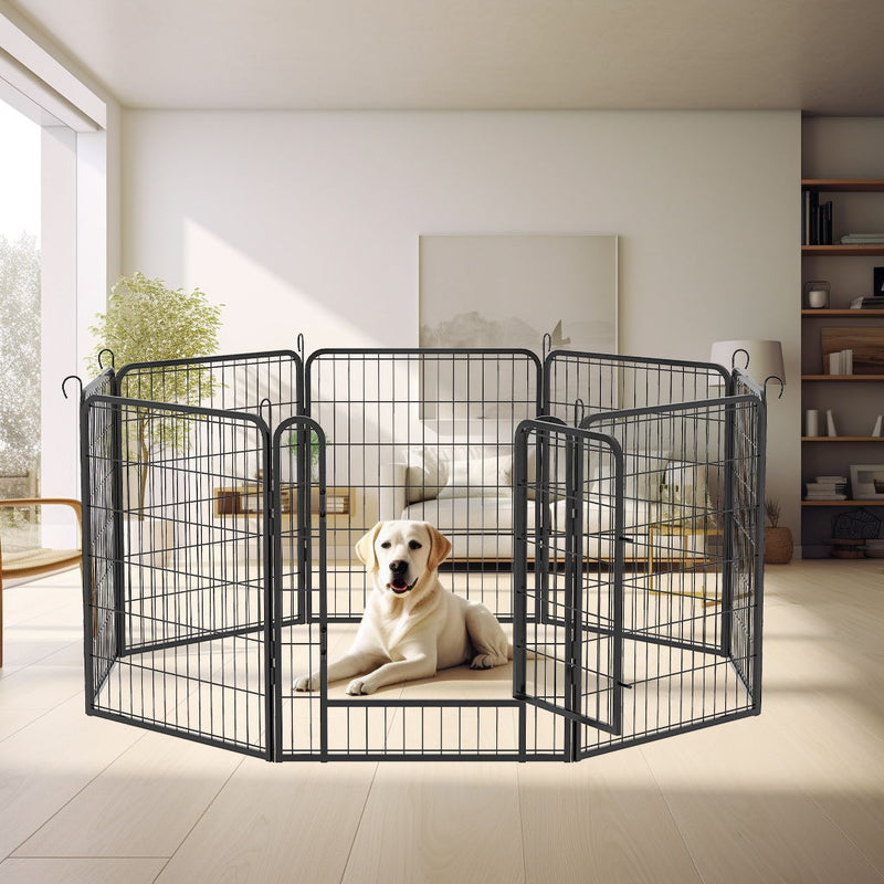 Heavy Duty Metal Playpen With Door, Dog Fence Pet Exercise Pen For Outdoor, Indoor