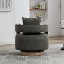 Swivel Accent Open Back Barrel Chair With Weathered Base