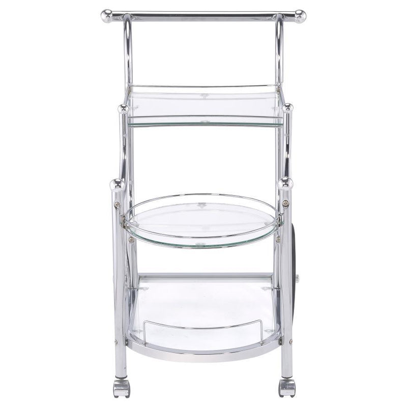 Sarandon - 3-Tier Glass Shelf Metal Bar Cart - Chrome - Atlantic Fine Furniture Inc