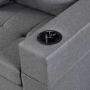 Modern Sectional Sofa Set With L Shape Chaise Lounge, Cup Holder, 4 Seat - Gray