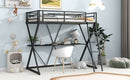 Twin Size Loft Bed with Desk, Ladder and Full-Length Guardrails, X-Shaped Frame, Black(Old SKU: MF297073AAB)