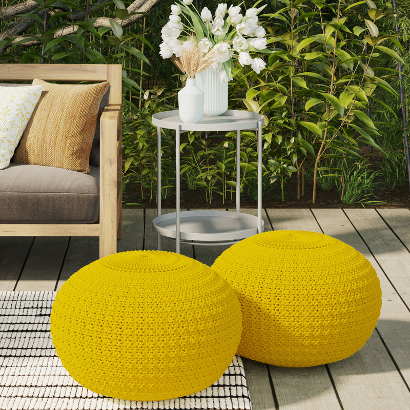 Sonata - Handcrafted Round Knitted Outdoor / Indoor Pouf