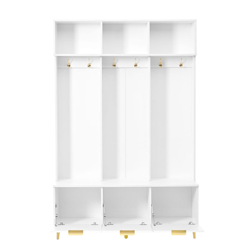 Modern Large Storage Hall Tree With Bench, 6 Hooks
